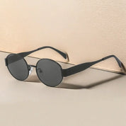Slim Oval Metal UV400 Sunglasses for Women