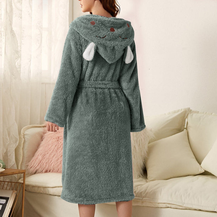 Women's Dressing Gown - Hooded with Ears and Self-Tie Belt