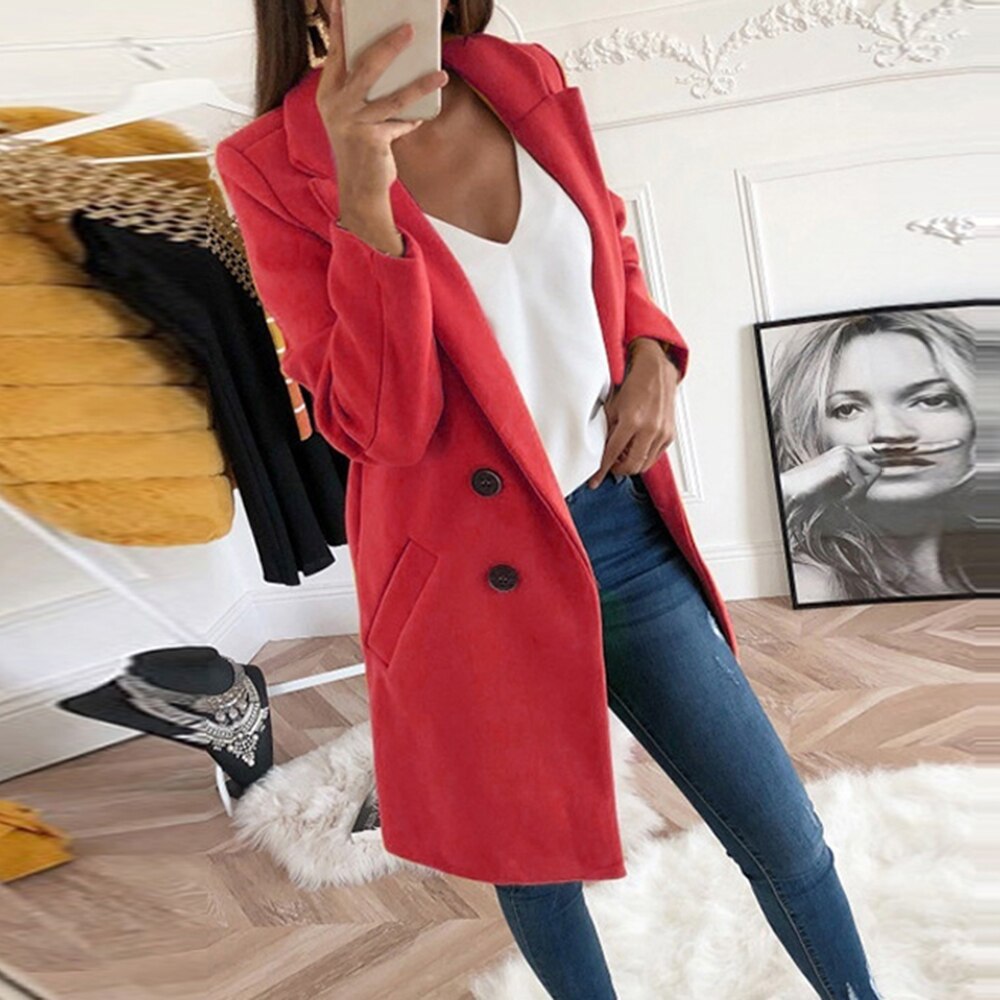 Women's Coat - Button Front with Pockets