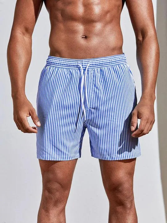 Quick-Dry Striped Swim Shorts for Men