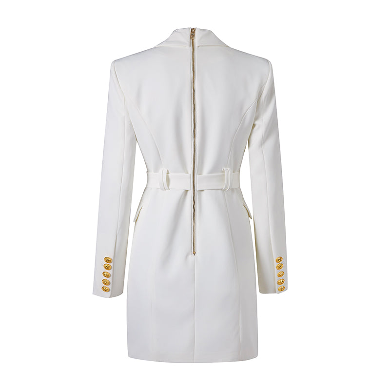 Women's Blazer Dress - Double Breasted with Gold Buttons