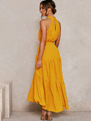 Stylish Polka Dot Halter Dress for Women