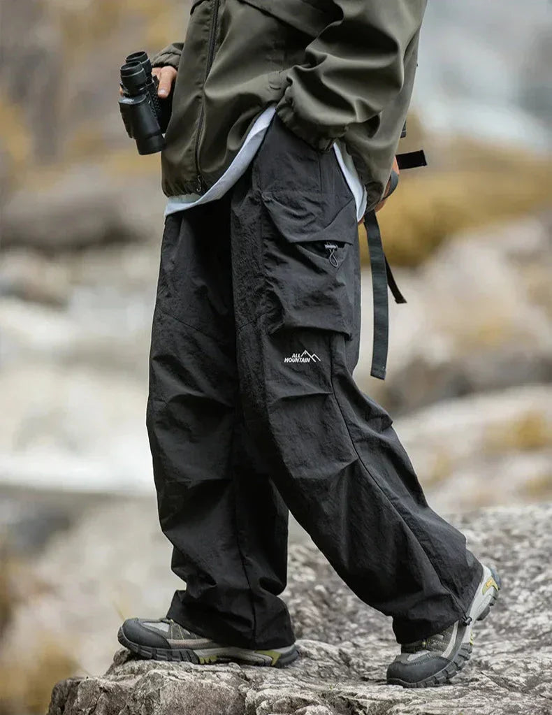 Men's Cargo Trousers - Elasticated Waist and Flap Side Pockets