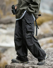Men's Cargo Trousers - Elasticated Waist and Flap Side Pockets