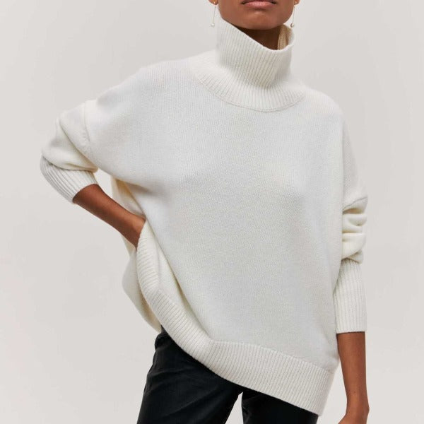 Women's Jumper - High Neck with Ribbed Hem