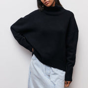Women's Jumper - High Neck with Ribbed Hem