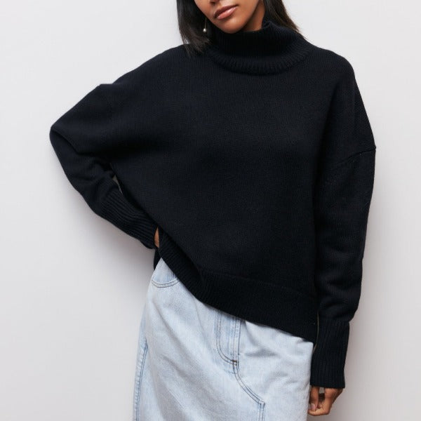 Women's Jumper - High Neck with Ribbed Hem
