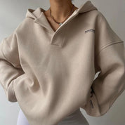 Women's Oversized Hoodie - Pullover with V-neckline