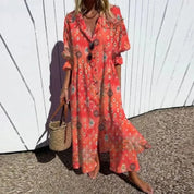 Women's Boho V-Neck Maxi Dress - Flowy, Lightweight & Versatile