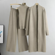 Women's Three-Piece Set - Longline Cardigan and Trousers