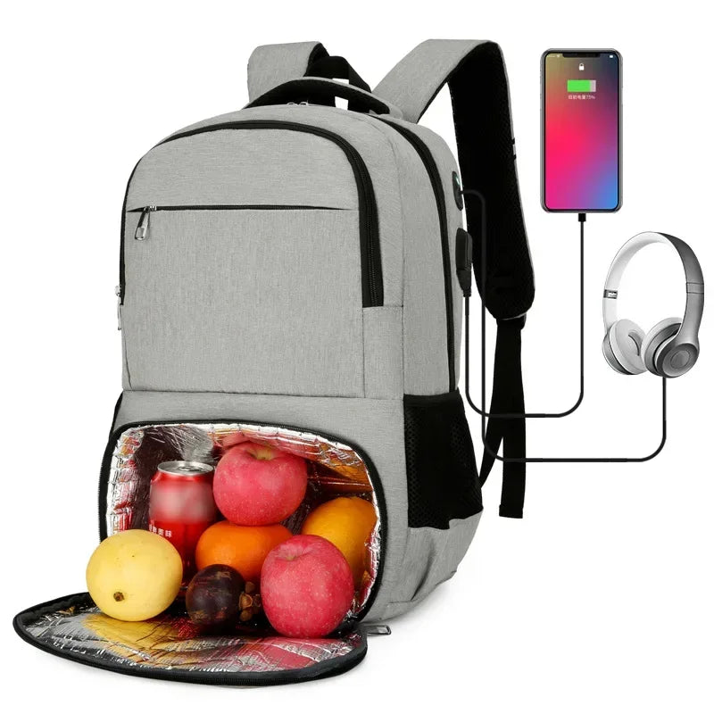Unisex Anti-Theft Travel Backpack - Waterproof Insulated Lunch Compartment