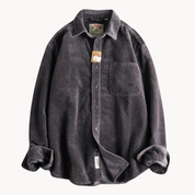 Men's Corduroy Shirt - Classic Collar with Button Closure