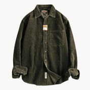 Men's Corduroy Shirt - Classic Collar with Button Closure
