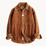 Men's Corduroy Shirt - Classic Collar with Button Closure