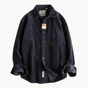Men's Corduroy Shirt - Classic Collar with Button Closure