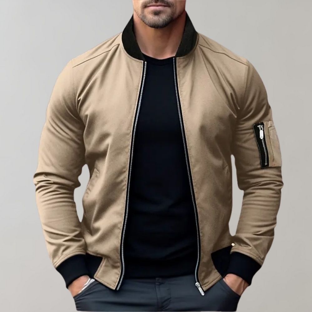 Men's Bomber Jacket - Full Zip with Ribbed Trim