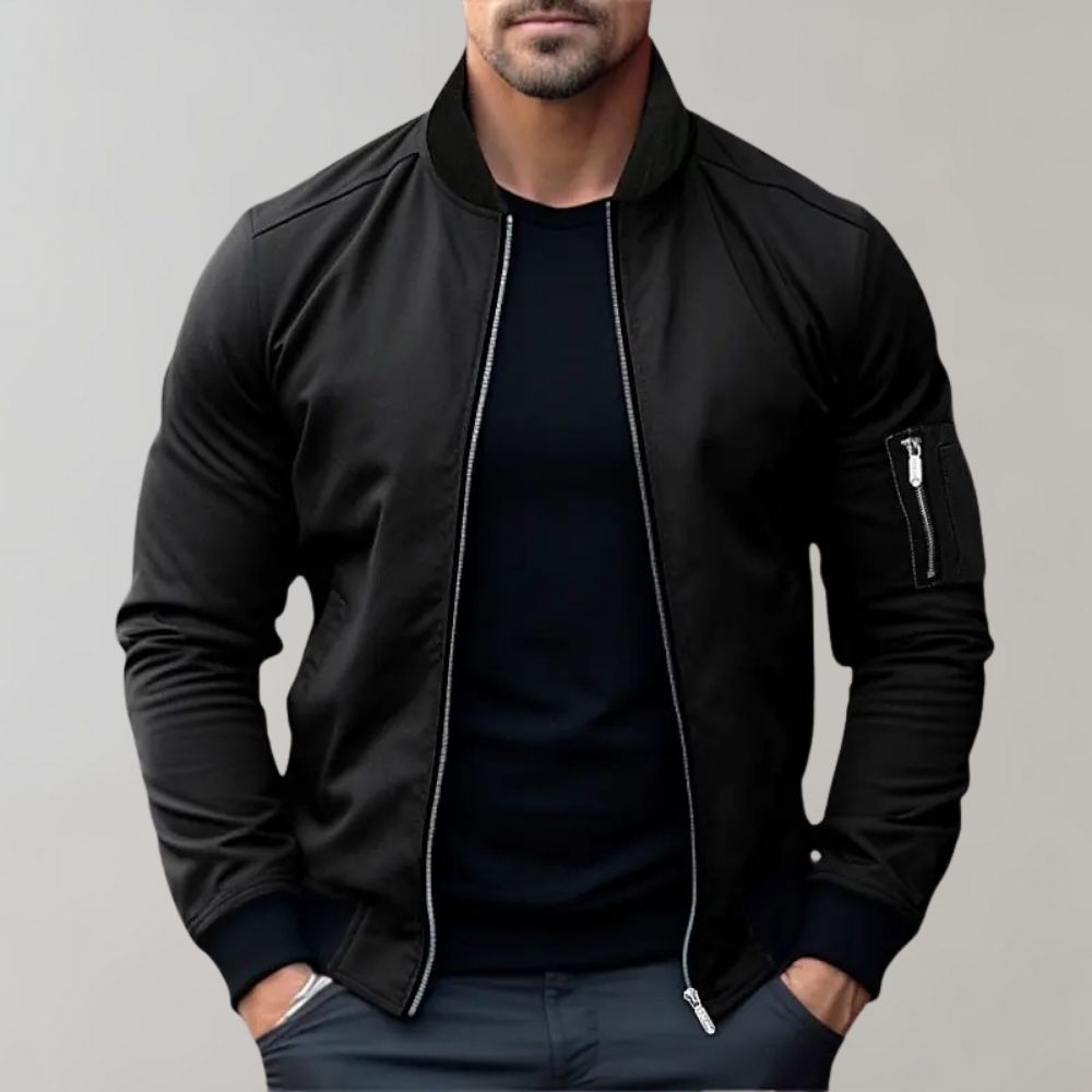 Men's Bomber Jacket - Full Zip with Ribbed Trim