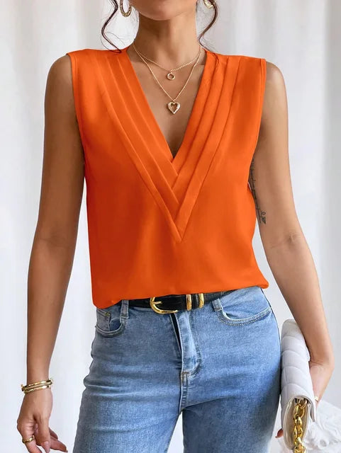 Elegant Sleeveless Pleated Top for Women