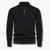 Men's Ribbed Jumper - High Neck Quarter Zip