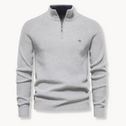 Men's Ribbed Jumper - High Neck Quarter Zip