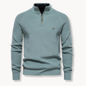 Men's Ribbed Jumper - High Neck Quarter Zip