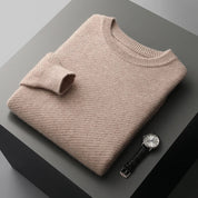 Men's Ribbed Jumper - Classic Crew Neck