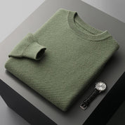 Men's Ribbed Jumper - Classic Crew Neck