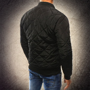 Men's Diamond Quilted Bomber Jacket - Full Zip & Zip Sleeve Pocket