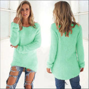 Women's Jumper - Fluffy Crew Neck with Dipped Hem