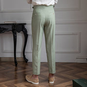 Men's High Waisted Work Trousers - Pleated & Ankle Length