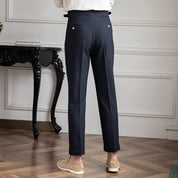 Men's High Waisted Work Trousers - Pleated & Ankle Length