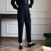 Men's High Waisted Work Trousers - Pleated & Ankle Length