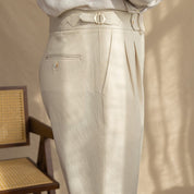 Men's High Waisted Work Trousers - Pleated & Ankle Length