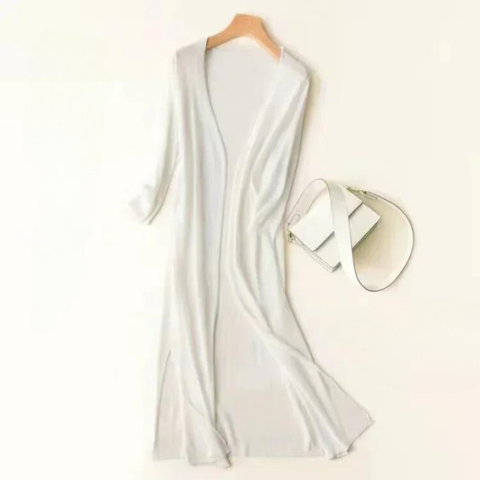 Women's Stylish Long Cardigan - Open-Front Style