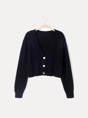 Zendaya - V-Neck Cropped Knit Cardigan for Women
