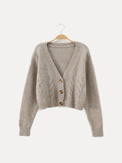 Zendaya - V-Neck Cropped Knit Cardigan for Women