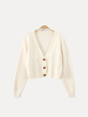 Zendaya - V-Neck Cropped Knit Cardigan for Women