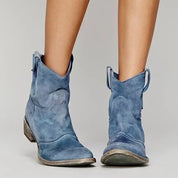 Comfortable Rounded Toe and Low Stacked Heel Ankle Boots for Women