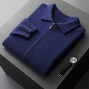 Men's Cardigan - Shirt Collar with Full Zip Closure
