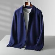 Men's Cardigan - Shirt Collar with Full Zip Closure