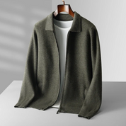 Men's Cardigan - Shirt Collar with Full Zip Closure