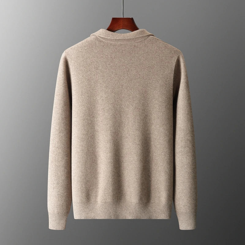 Men's Cardigan - Shirt Collar with Full Zip Closure