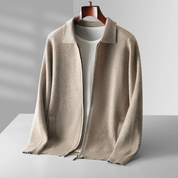Men's Cardigan - Shirt Collar with Full Zip Closure