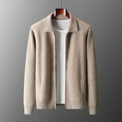 Men's Cardigan - Shirt Collar with Full Zip Closure