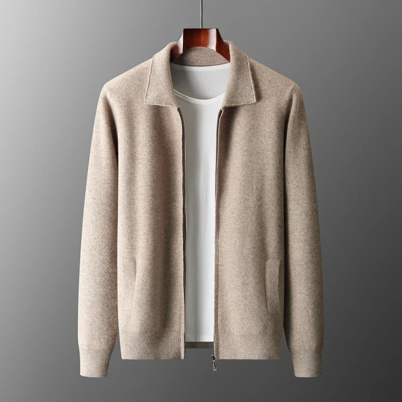 Men's Cardigan - Shirt Collar with Full Zip Closure