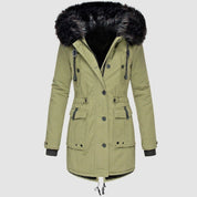 Women's Coat - Drawstring Waist with Hooded Design