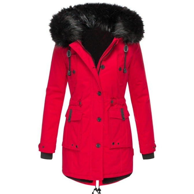 Women's Coat - Drawstring Waist with Hooded Design