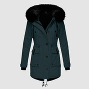 Women's Coat - Drawstring Waist with Hooded Design
