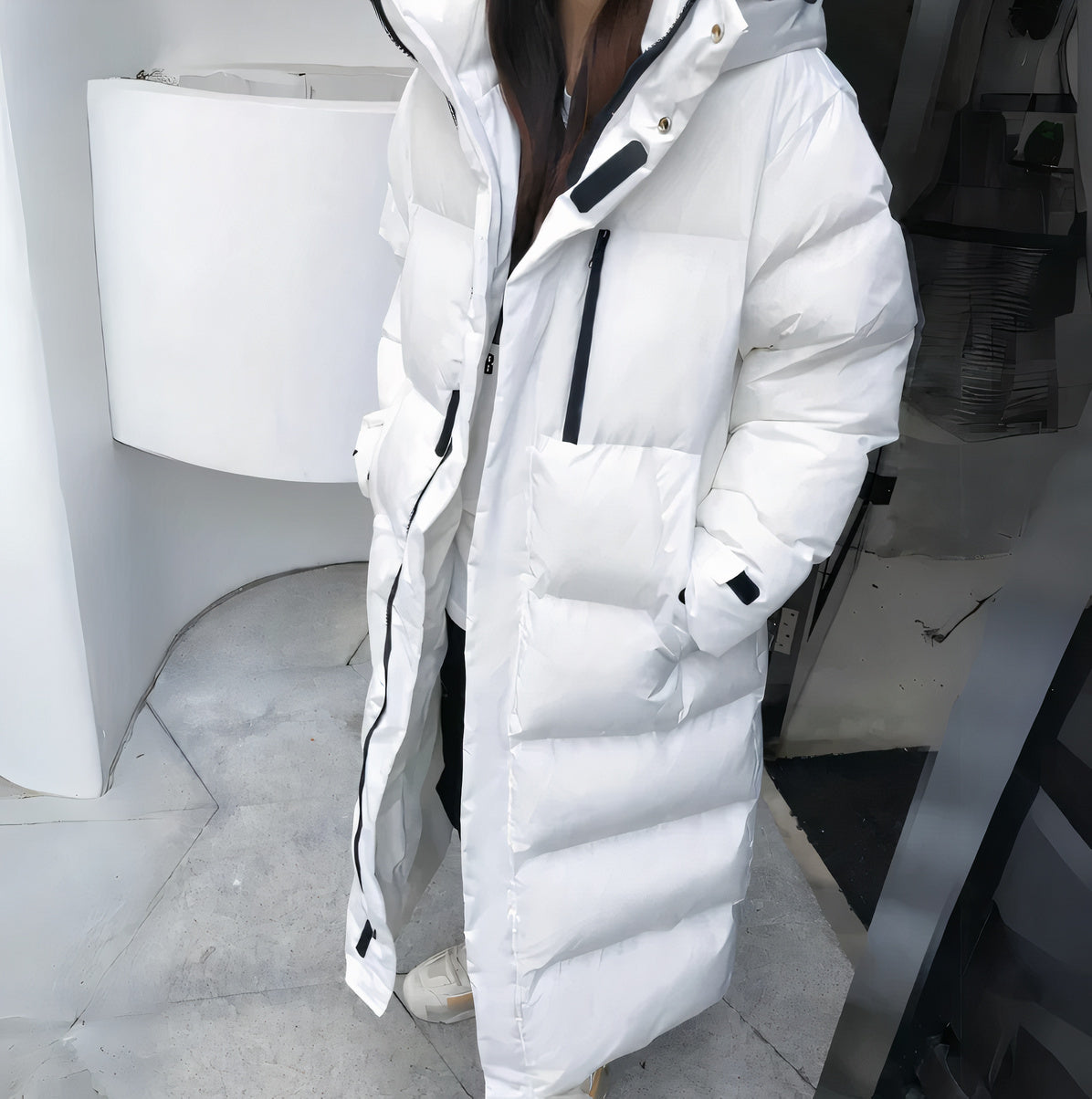 Women's Long Padded Coat - With Hood