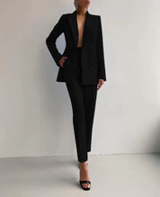 Women's Blazer and Trousers Set - Double Breasted Tailored Design